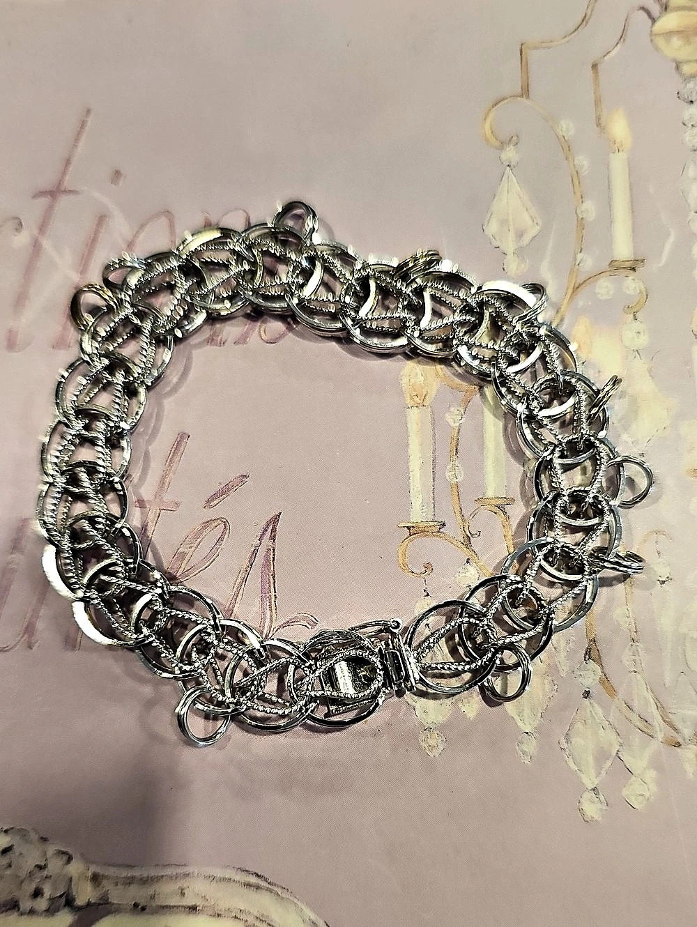 Sterling Silver Vintage Charm Link Bracelet